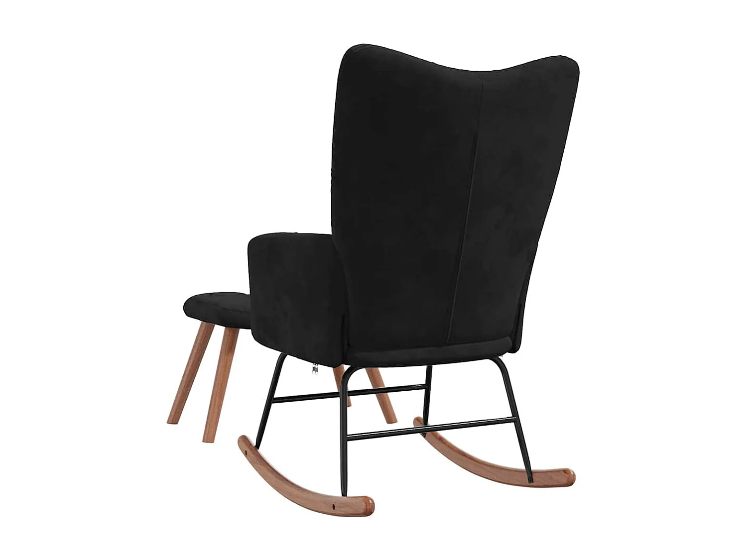 Chaise à bascule avec repose-pied Noir Velours
