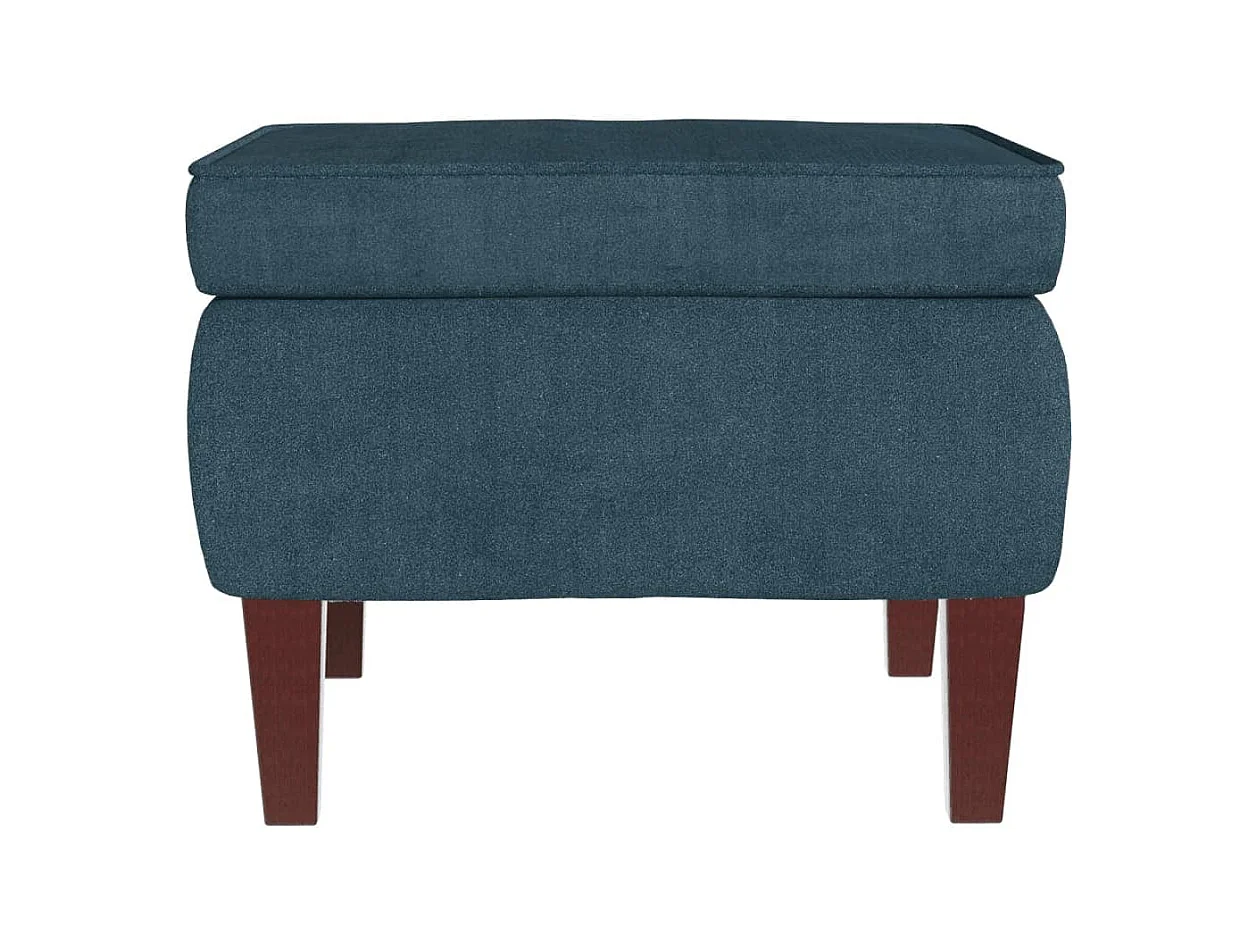 Schommelstoel met houten poten en voetenbank fluweel blauw