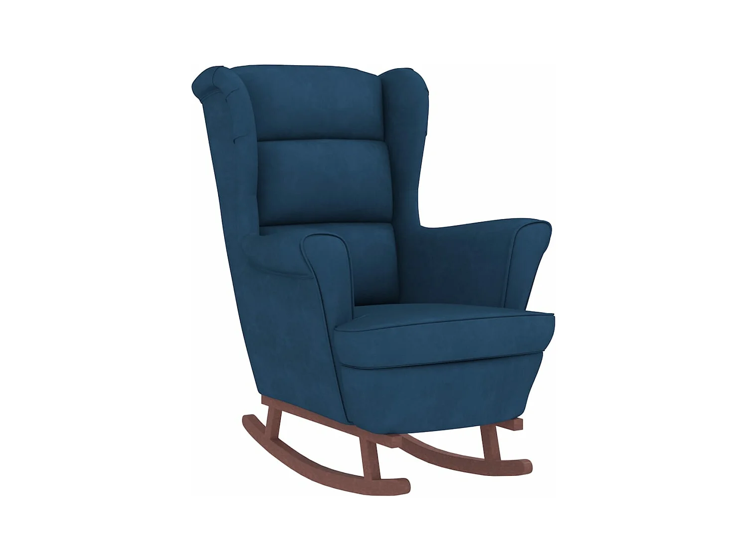 Chaise à bascule avec pieds en bois et tabouret Bleu Velours