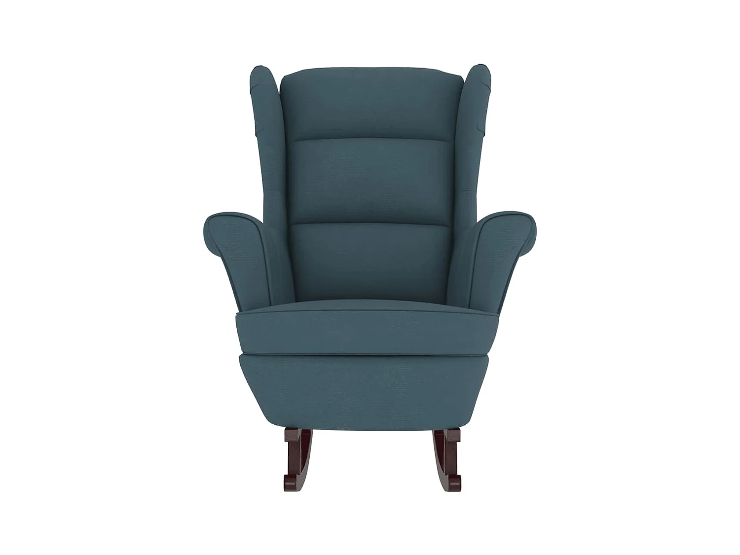 Chaise à bascule avec pieds en bois et tabouret Bleu Velours