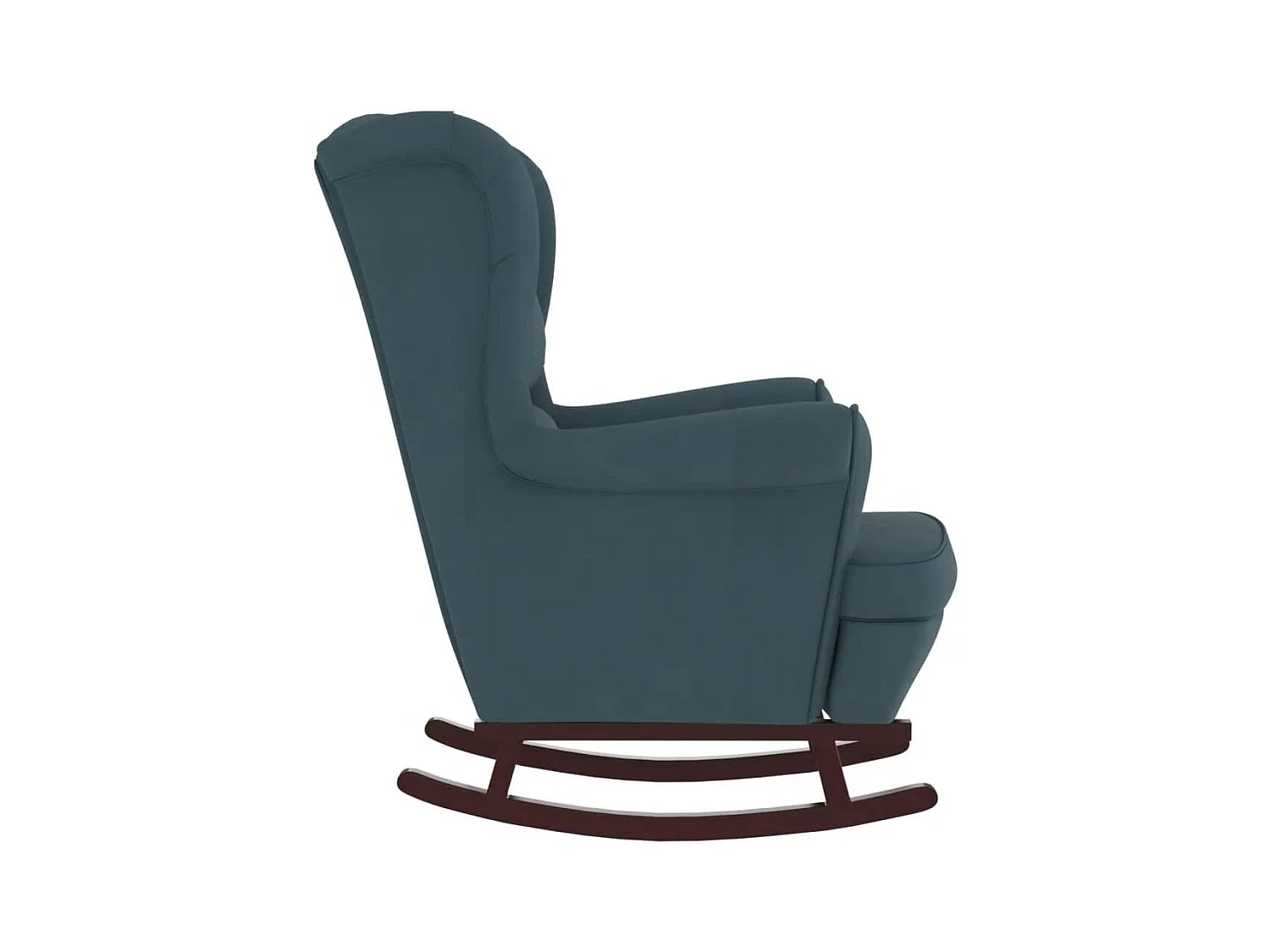 Chaise à bascule avec pieds en bois et tabouret Bleu Velours