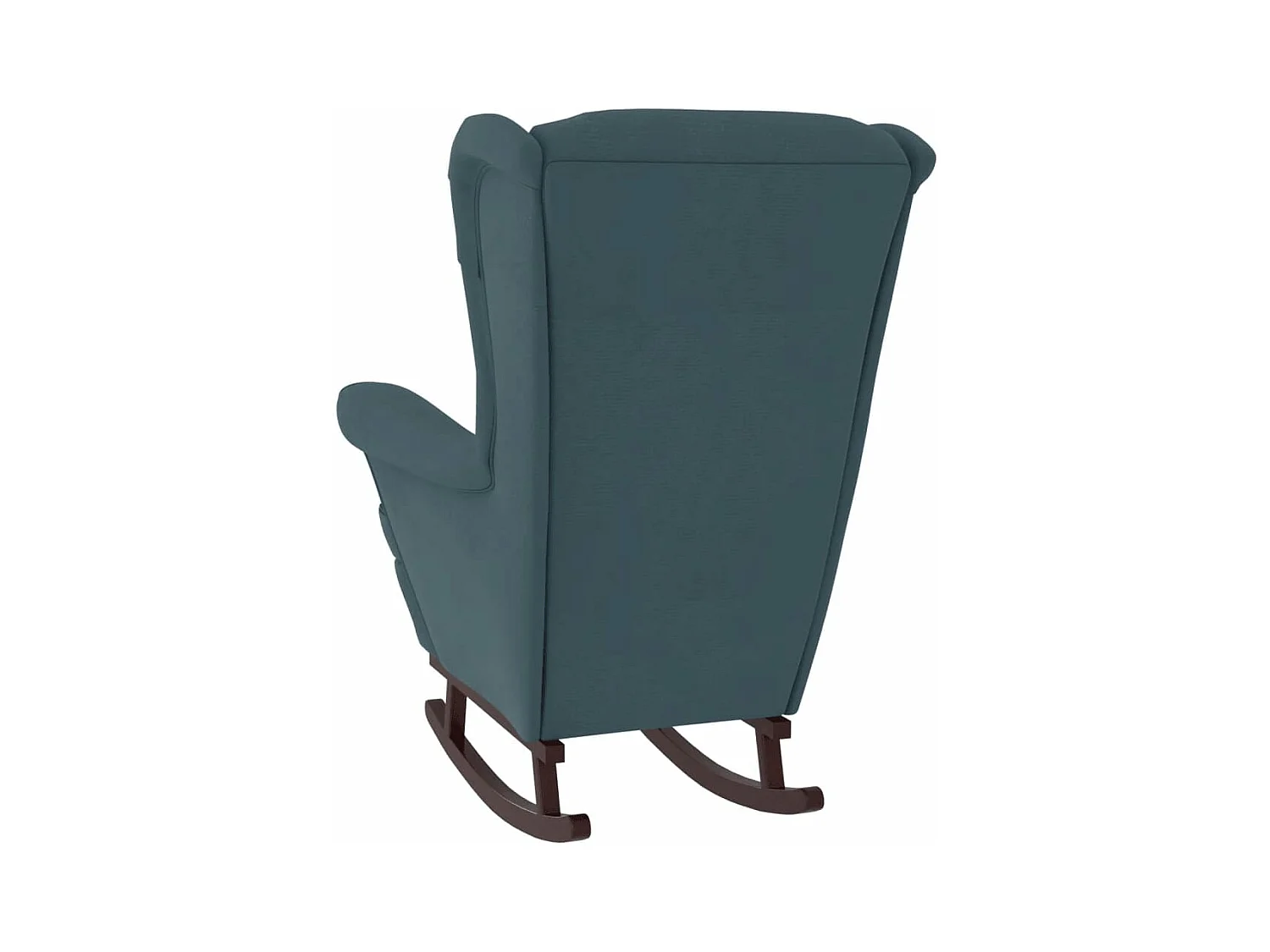 Chaise à bascule avec pieds en bois et tabouret Bleu Velours
