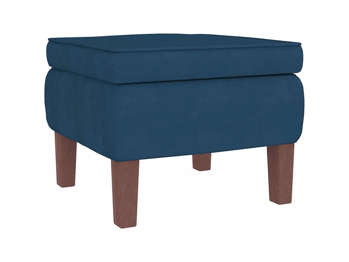 Chaise à bascule avec pieds en bois et tabouret Bleu Velours