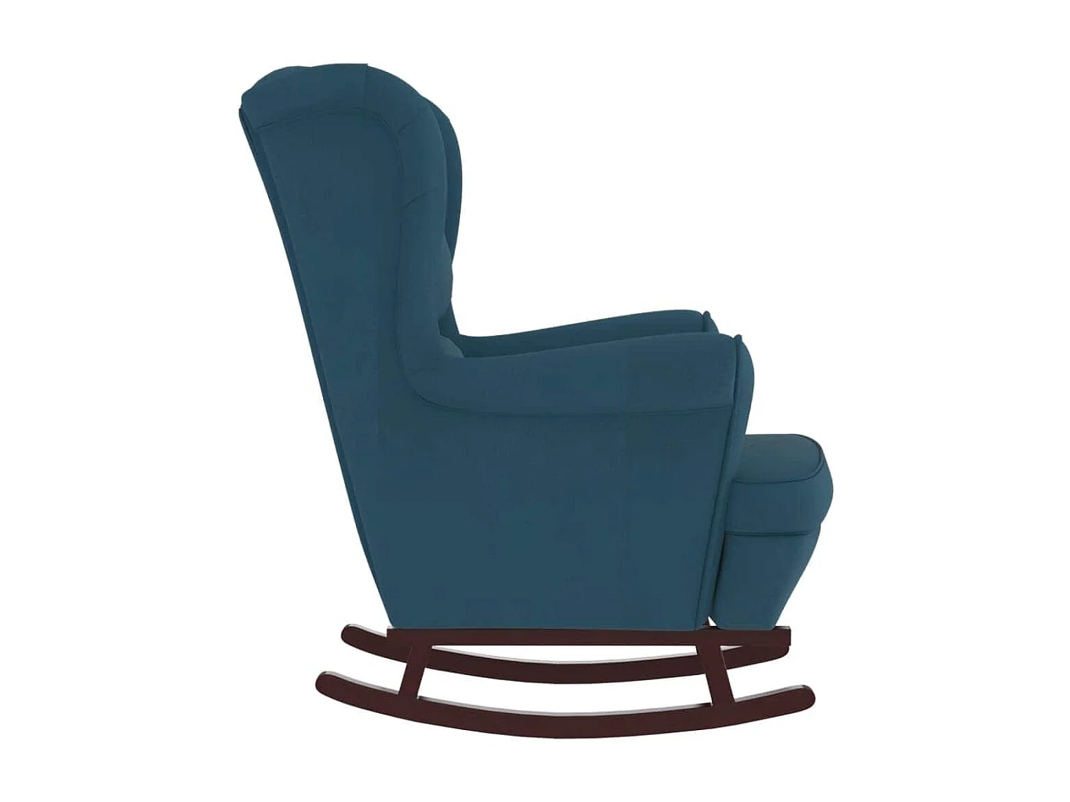 Fauteuil à bascule à oreilles en velours bleu bois massif