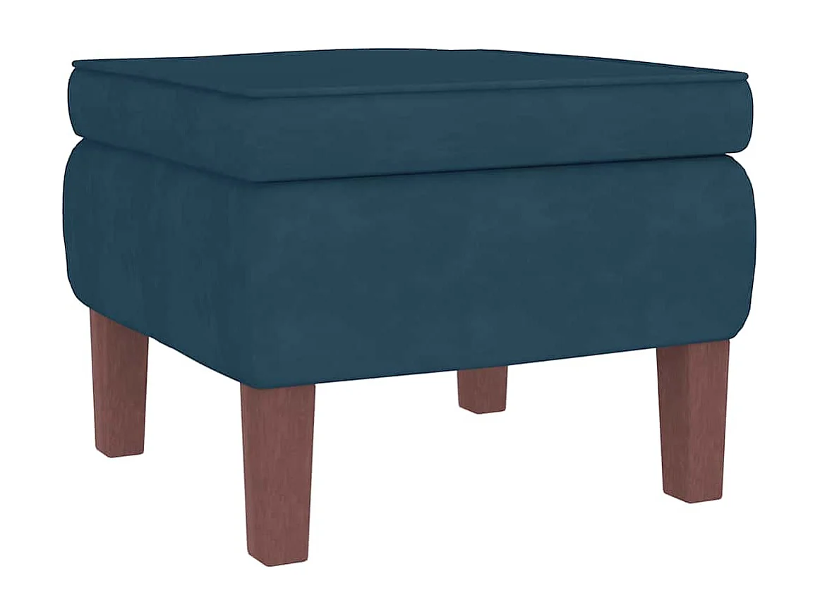 Fauteuil à bascule à oreilles en velours bleu bois massif