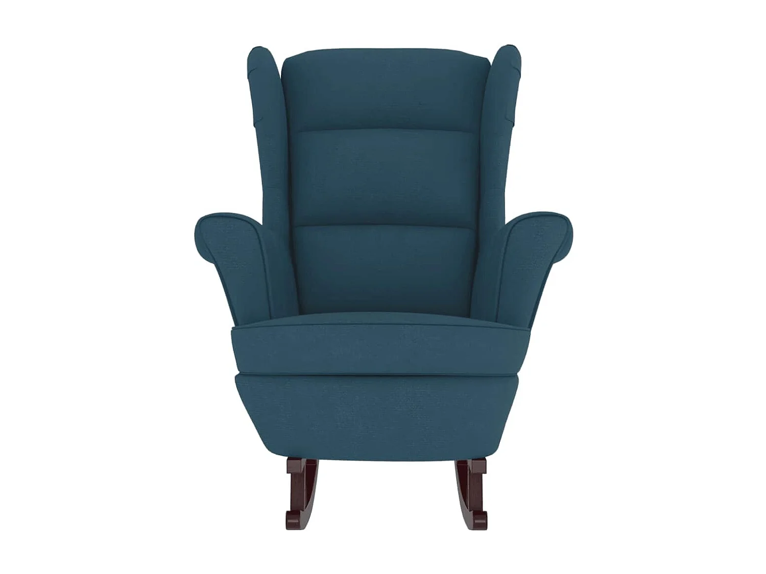 Fauteuil à bascule à oreilles en velours bleu bois massif