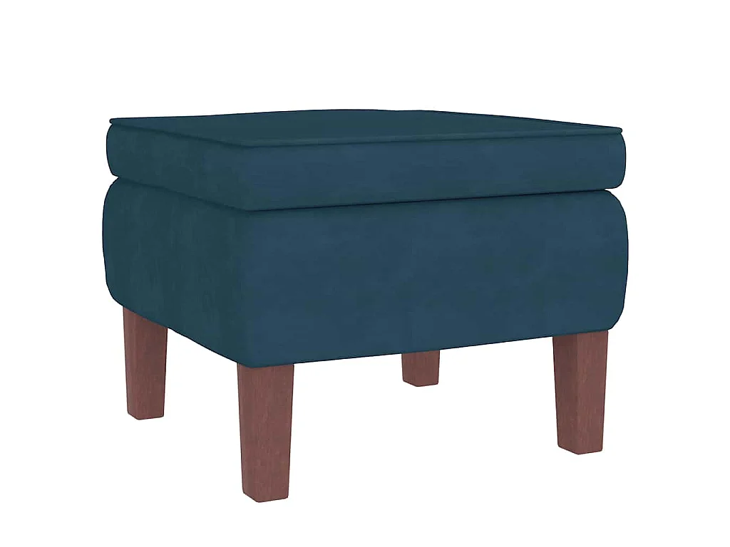 Fauteuil à bascule à oreilles en velours bleu bois massif