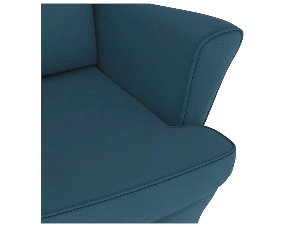 Fauteuil à bascule à oreilles en velours bleu bois massif