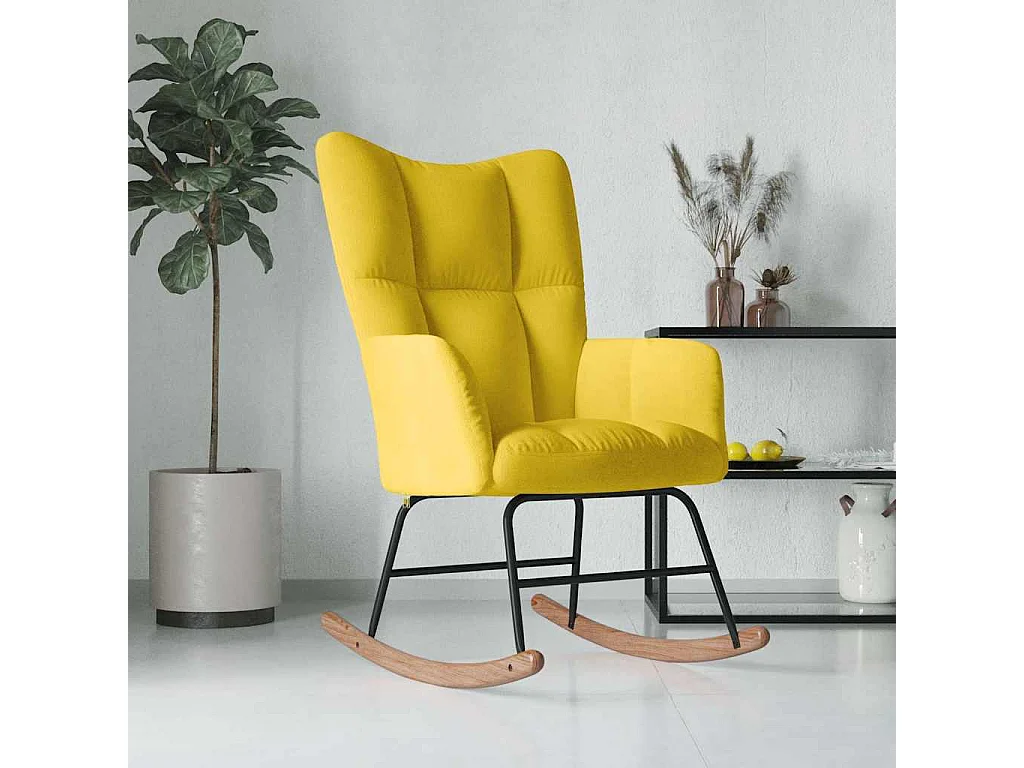 Chaise à bascule Jaune moutarde Velours