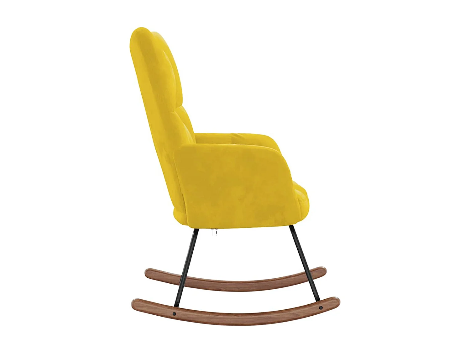 Cadeira de baloiço veludo amarelo mostarda