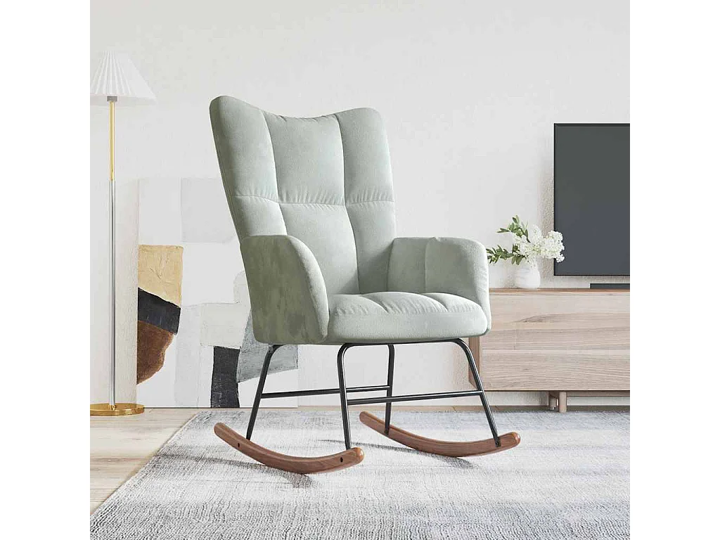 Chaise à bascule Gris clair Velours