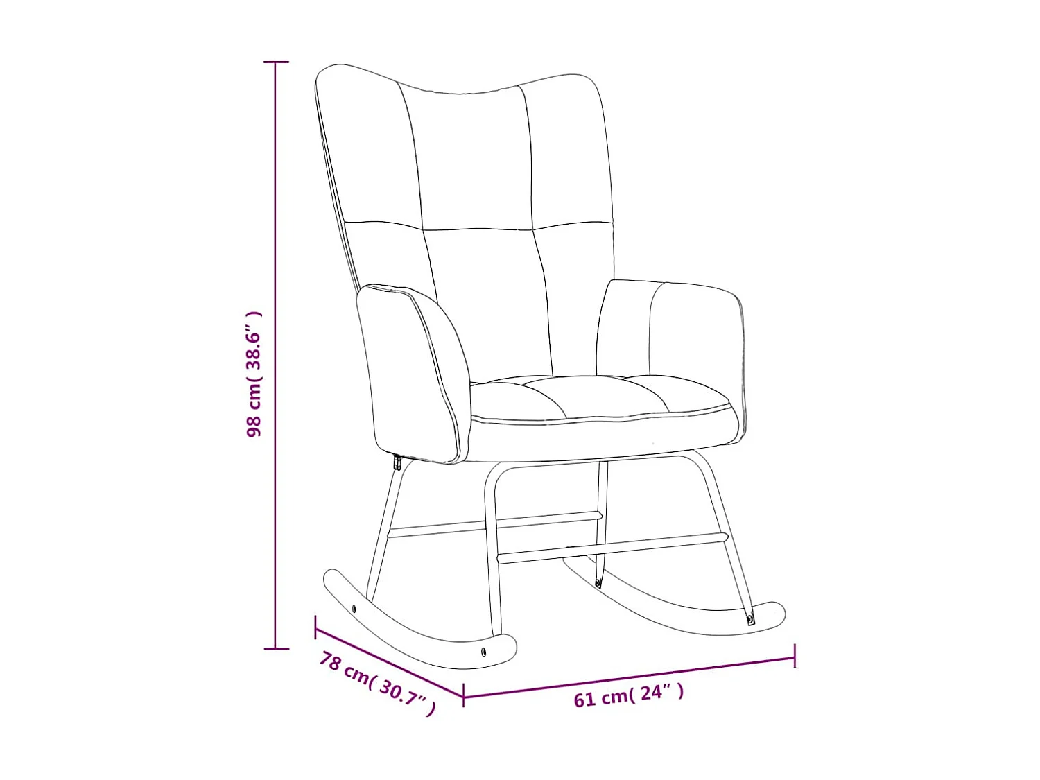 Chaise à bascule Gris clair Velours