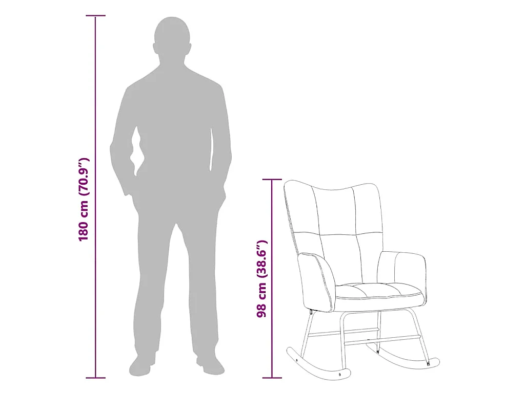 Schommelstoel fluweel lichtgrijs