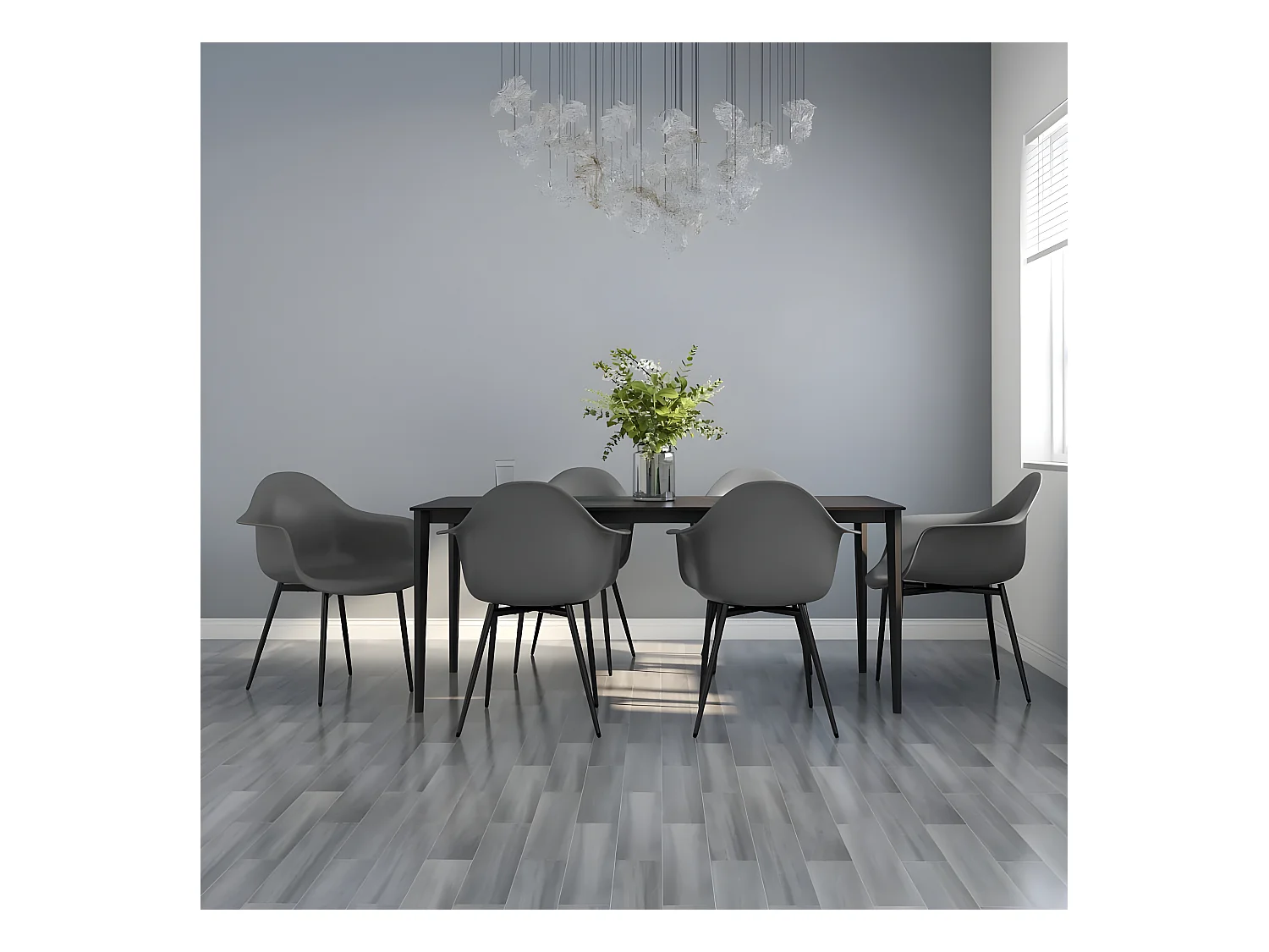 Chaises à manger lot de 6 gris PP