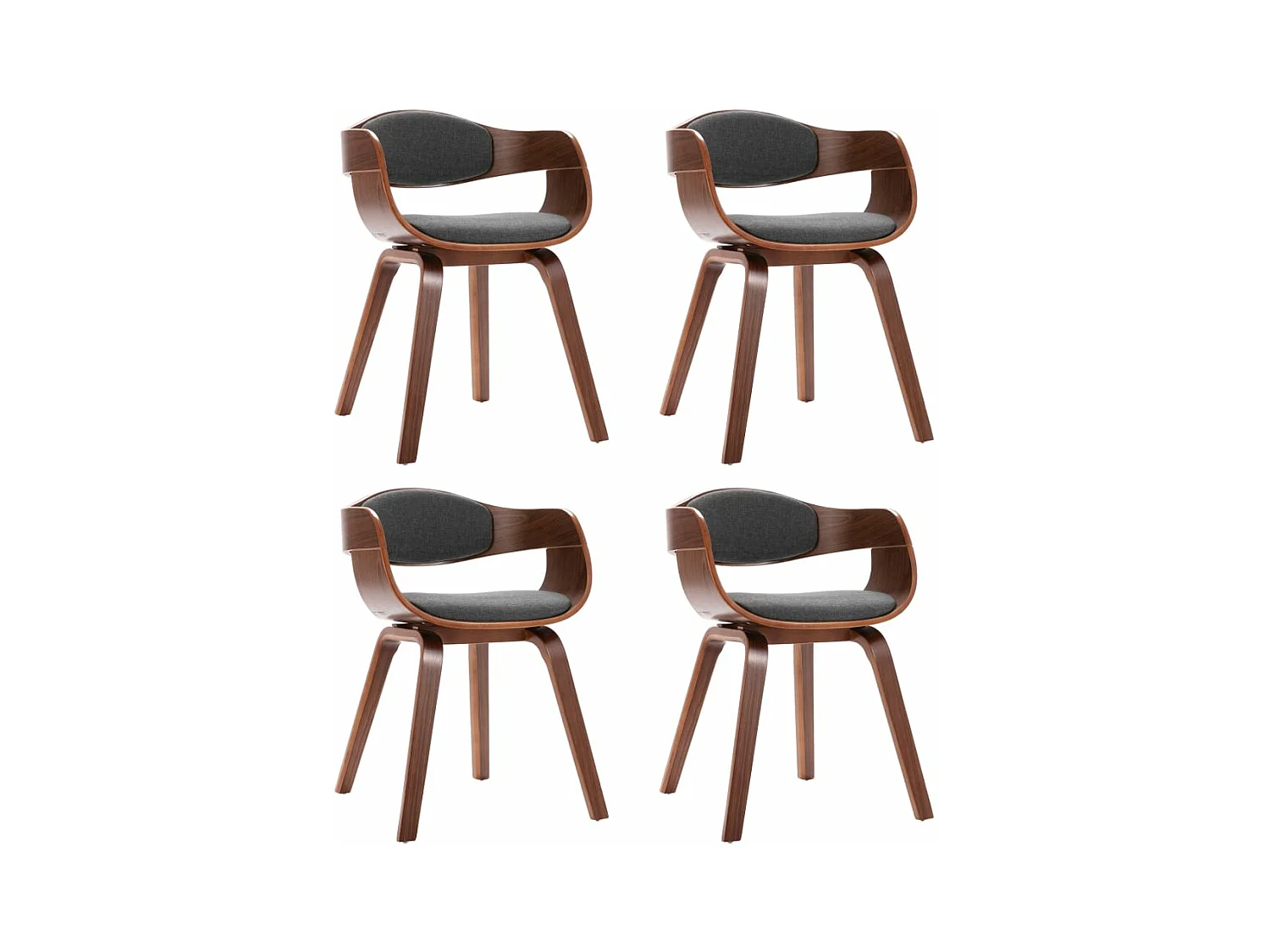 Chaises à manger lot de 4 bois courbé et tissu