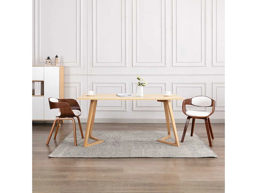 Eetkamerstoelen 2 st gebogen hout en kunstleer