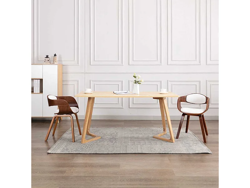 Eetkamerstoelen 2 st gebogen hout en kunstleer