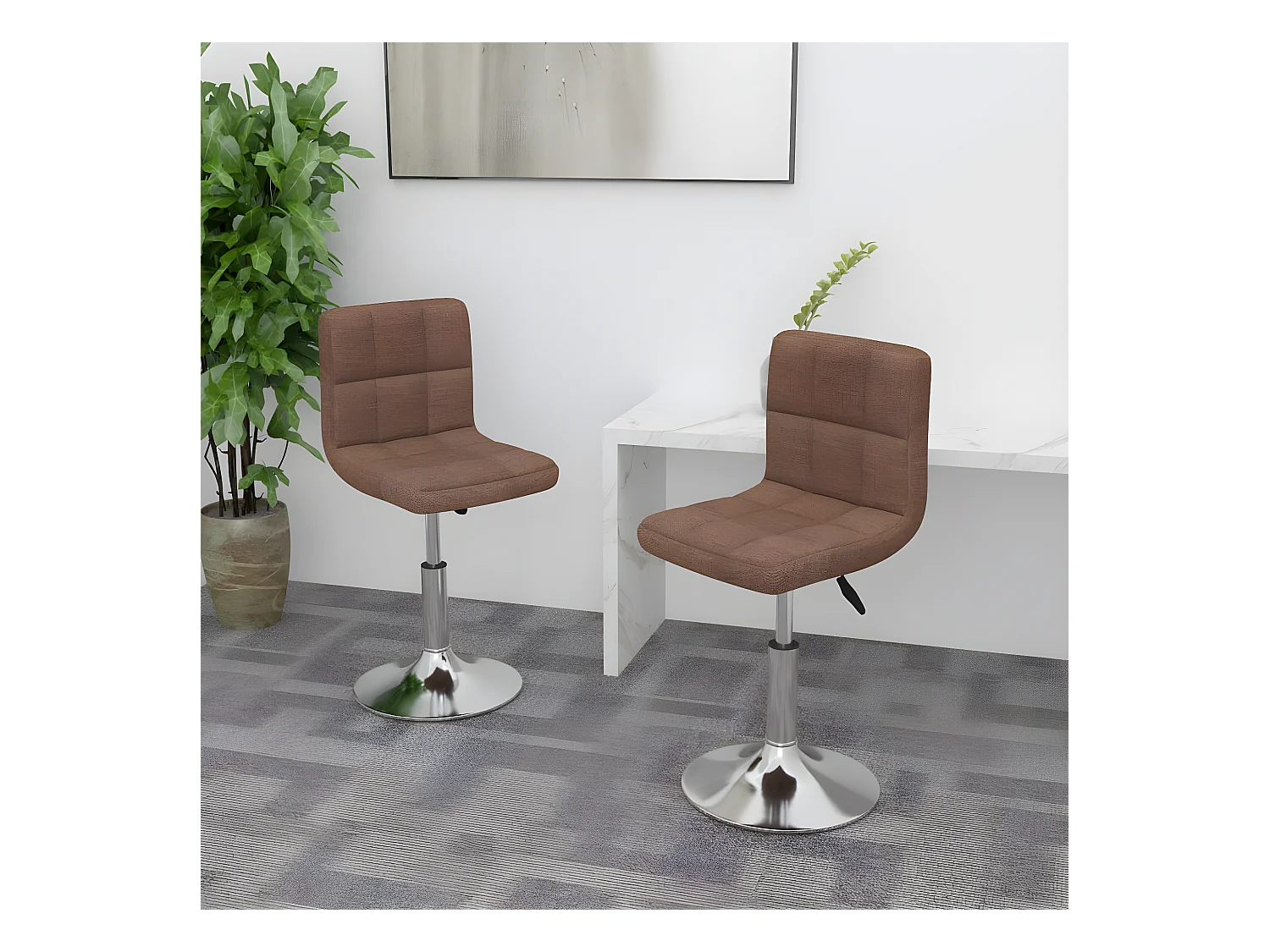 Chaises pivotantes à manger lot de 2 marron tissu