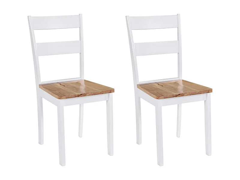 Chaises à manger lot de 2 blanc bois d'hévéa massif