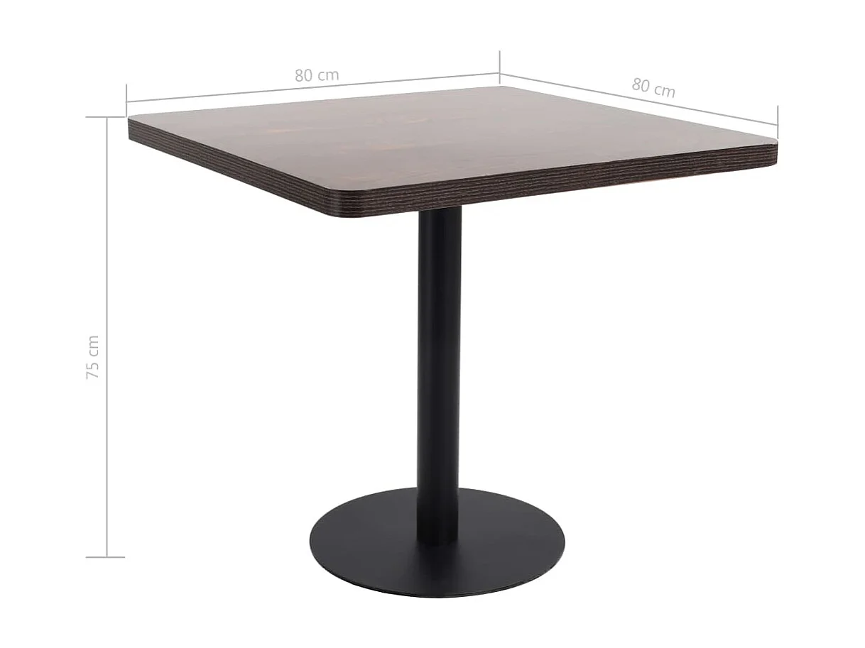 Table de bistro Marron foncé 80x80 cm MDF