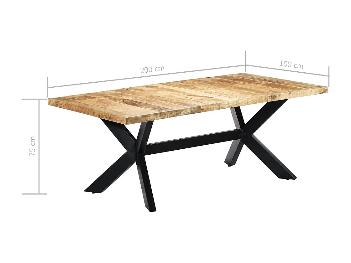 Mesa de comedor de madera maciza de mango 200x100x75 cm