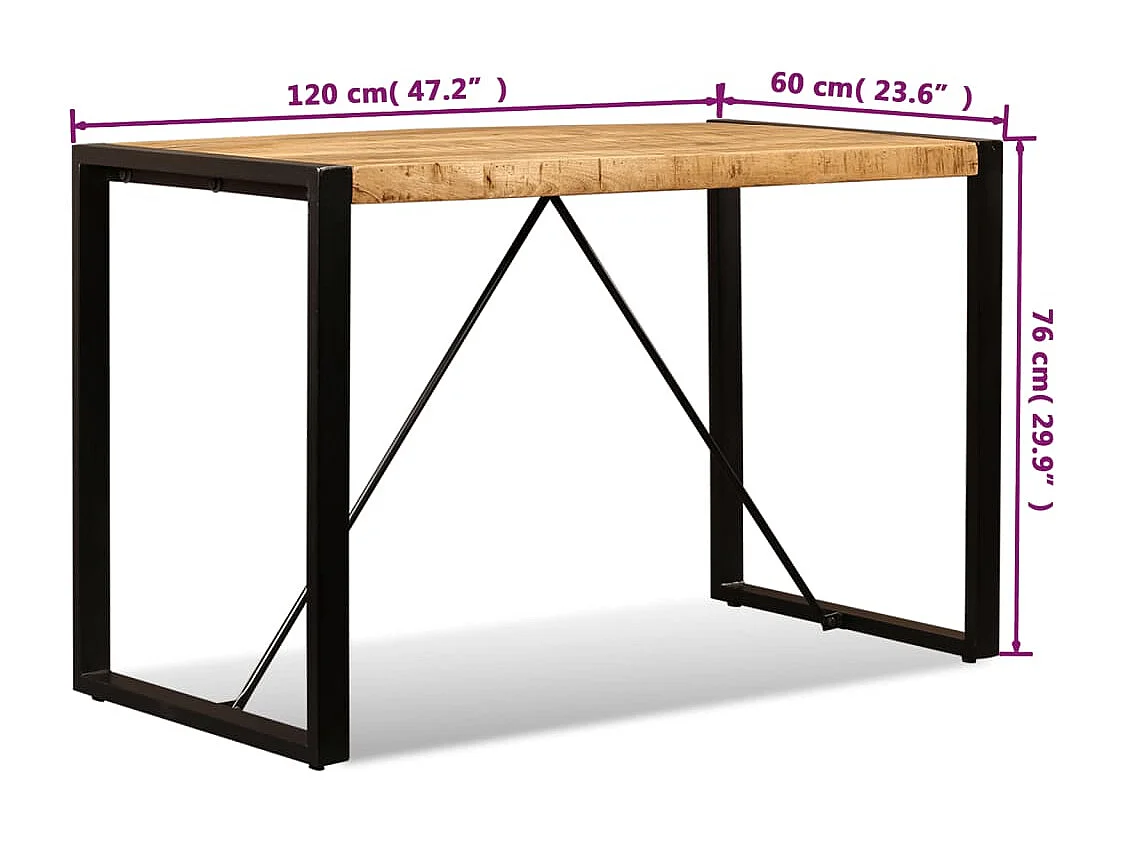 Table à manger Bois de manguier brut 120 cm
