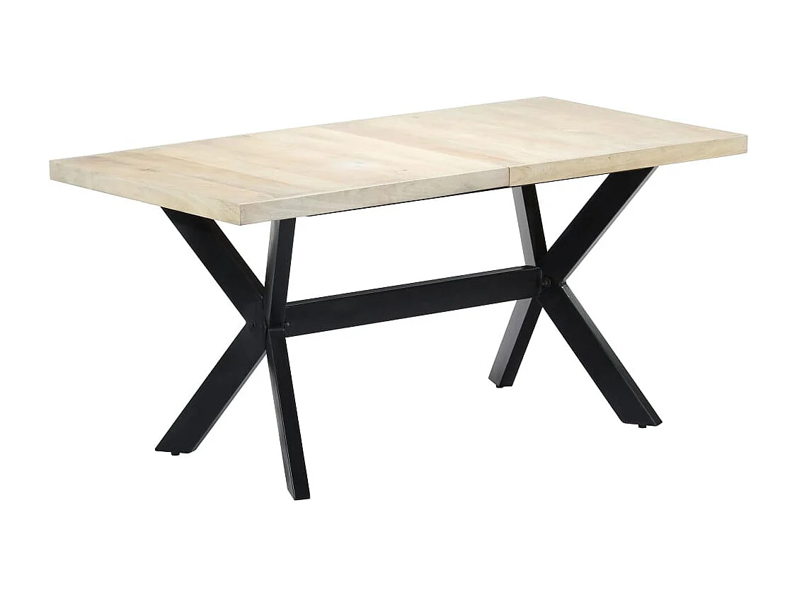 Eettafel 160x80x75 cm massief mangohout wit