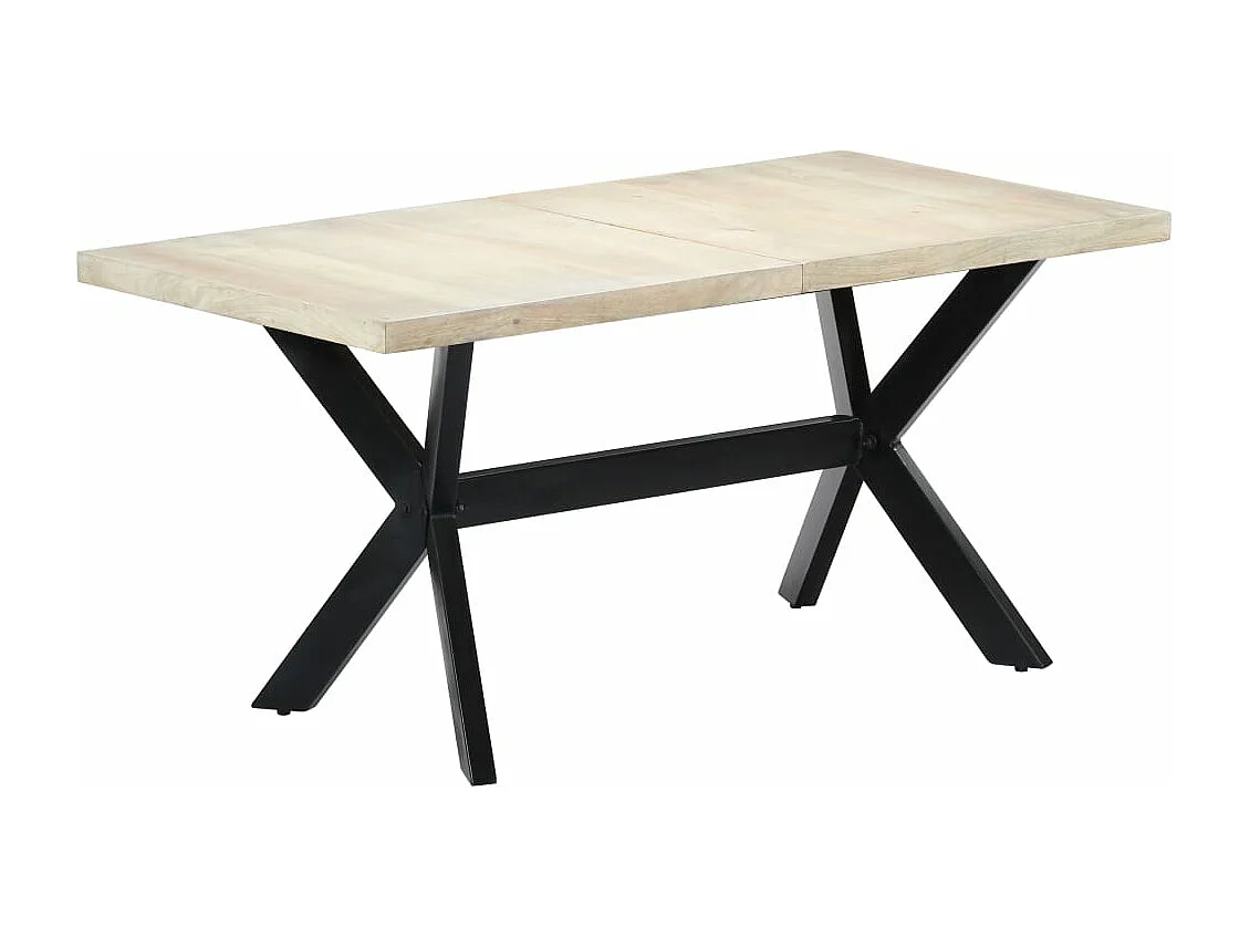 Eettafel 160x80x75 cm massief mangohout wit