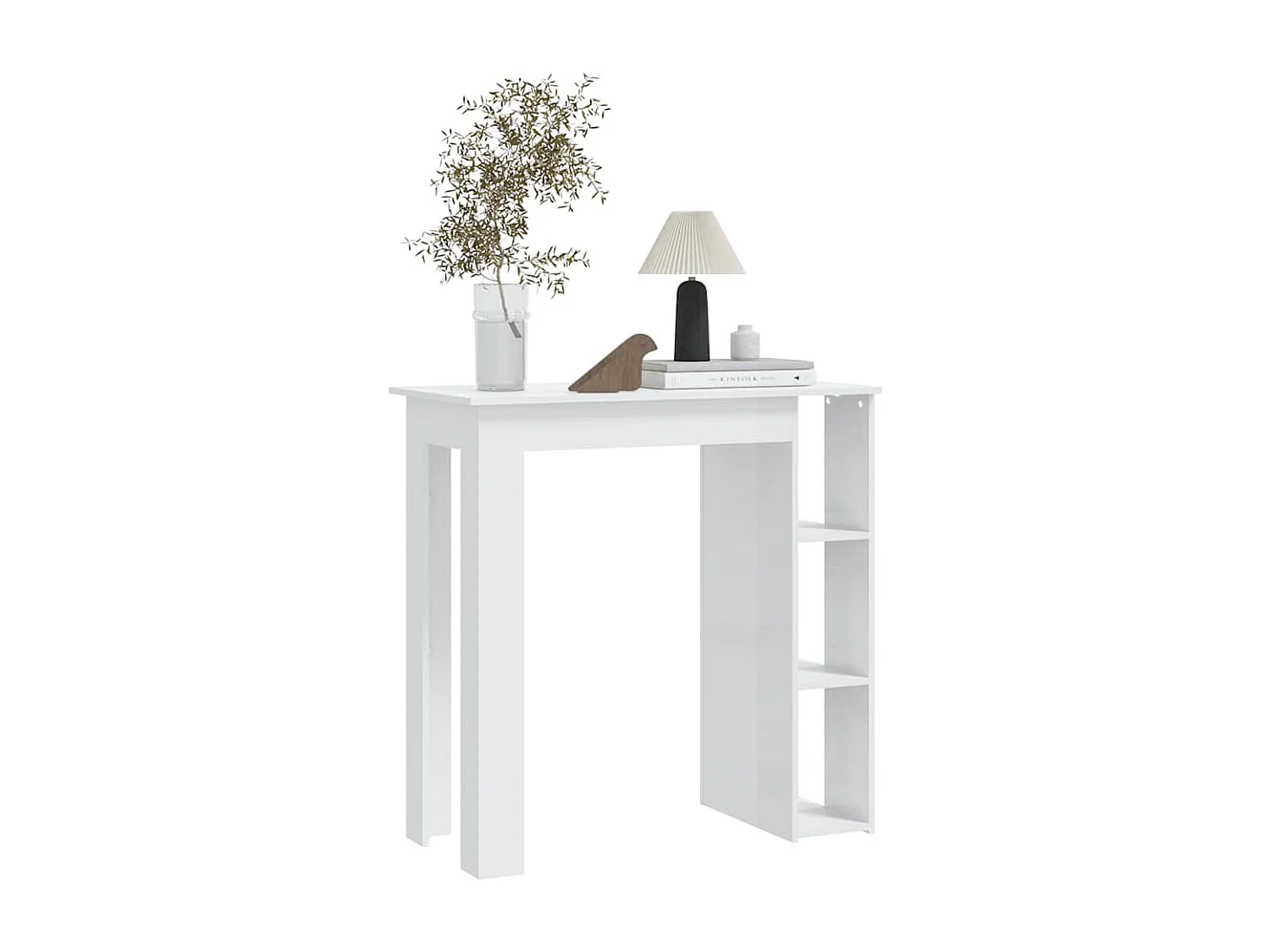 Mesa bar con estante contrachapada blanco brillo 102x50x103,5cm