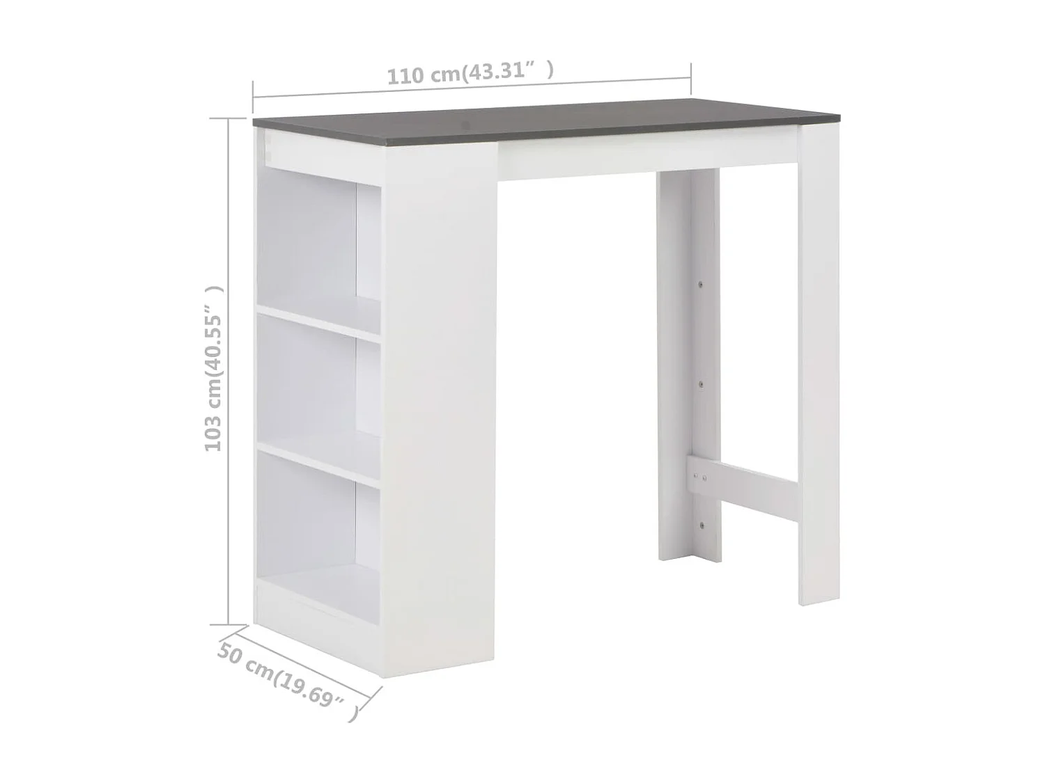Bartafel met schap 110x50x103 cm wit