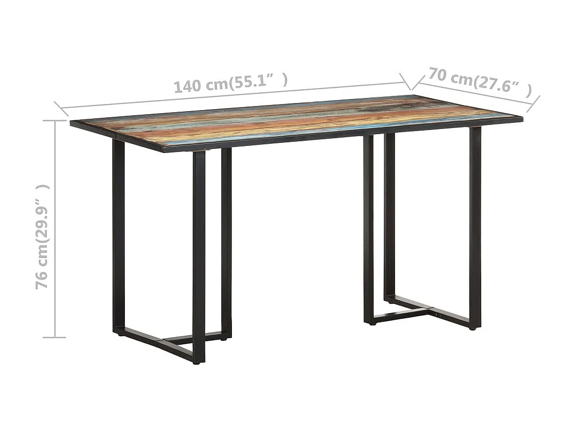 Table de salle à manger 140 cm Bois de récupération massif