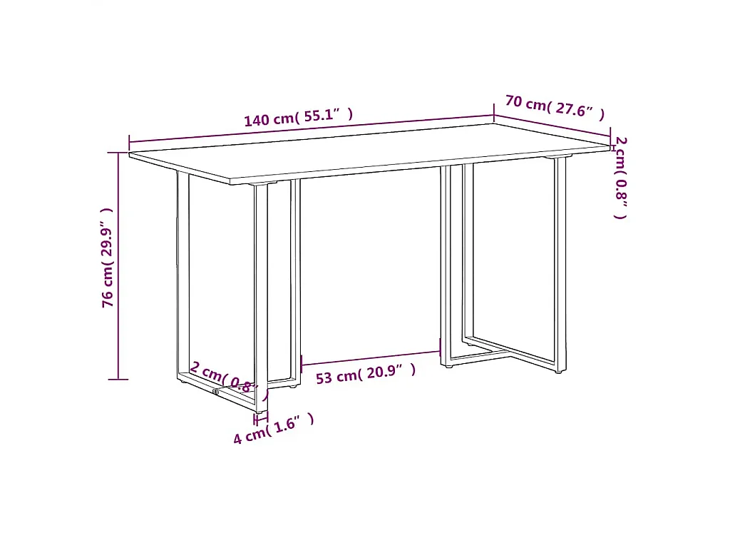 Table de salle à manger 140 cm Bois de récupération massif