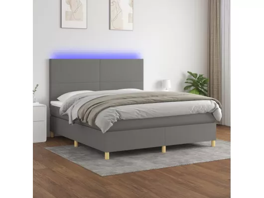 Kauf Unique Boxspringbett mit Matratze & LED Dunkelgrau 180x200 cm Stoff