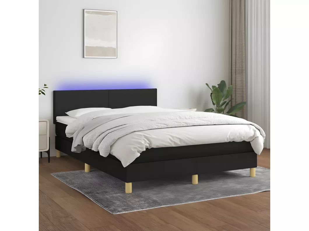 Kauf Unique Boxspringbett mit Matratze & LED Schwarz 140x200 cm Stoff