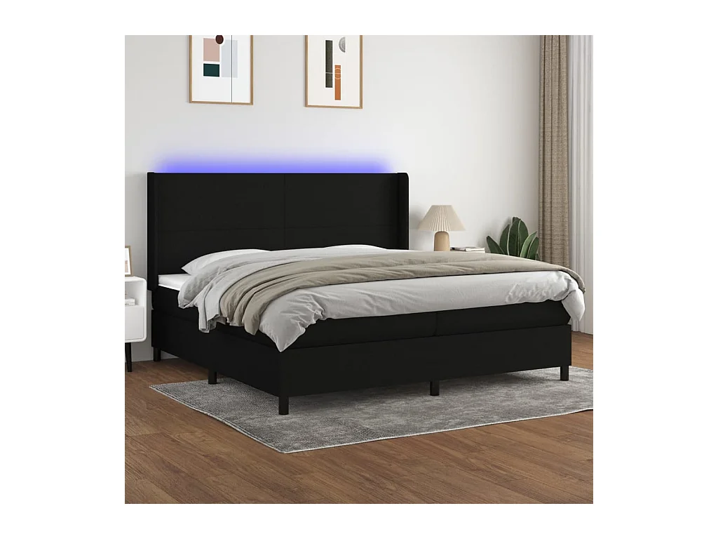 Boxspring met matras en LED stof zwart 200x200 cm