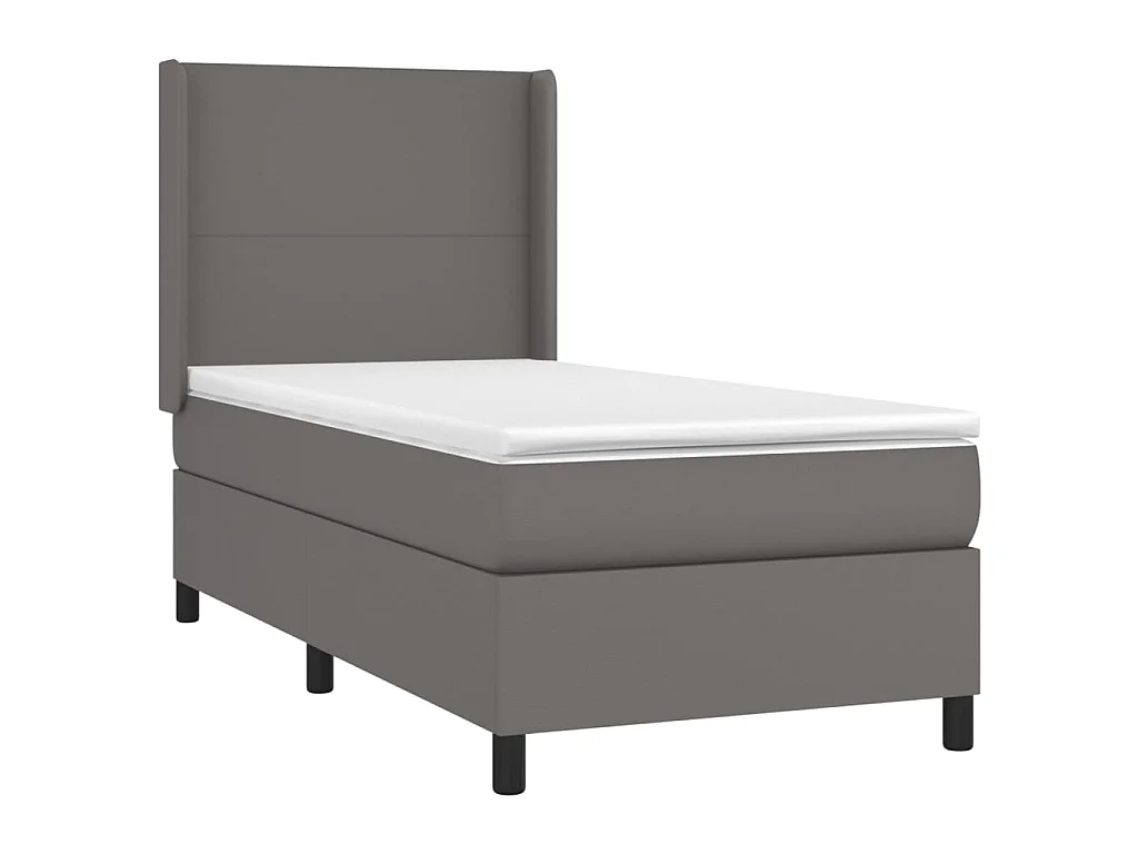 Giroletto Molle con Materasso e LED Grigio 90x200cm Similpelle