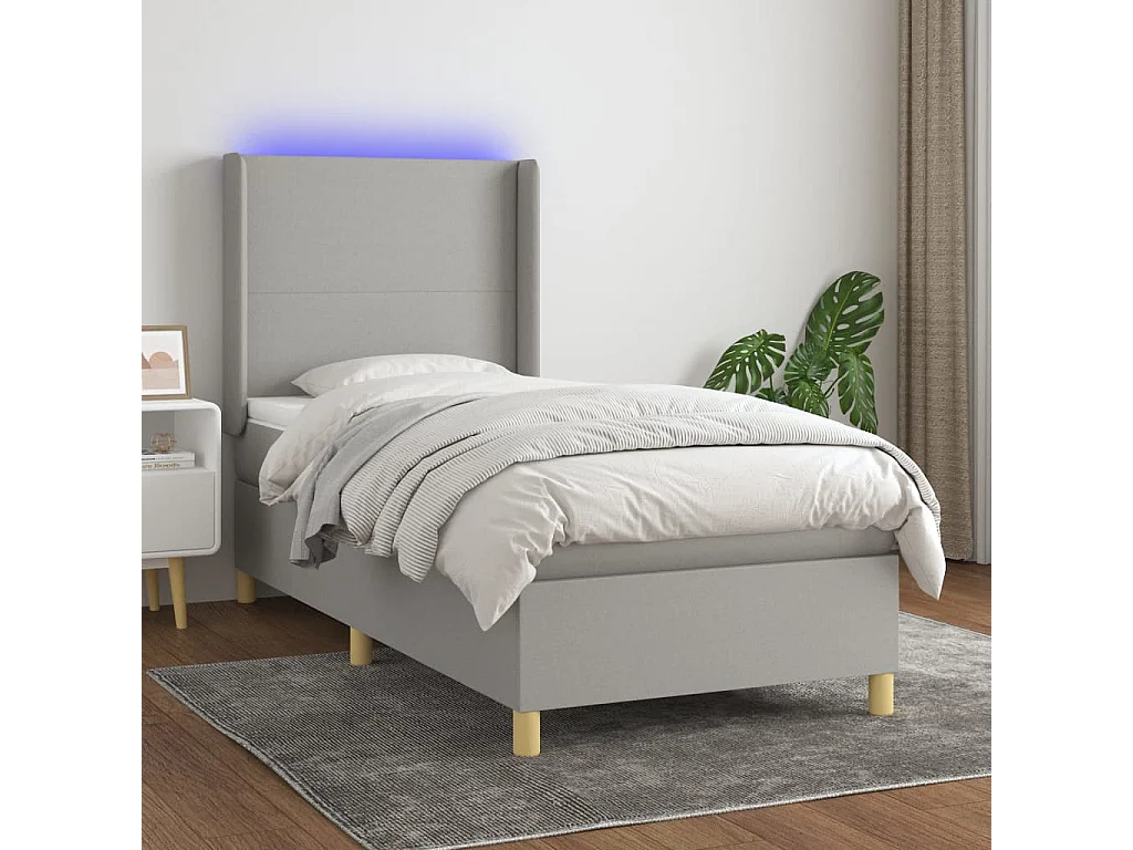 Sommier à lattes de lit matelas LED Gris clair 90x190cm Tissu