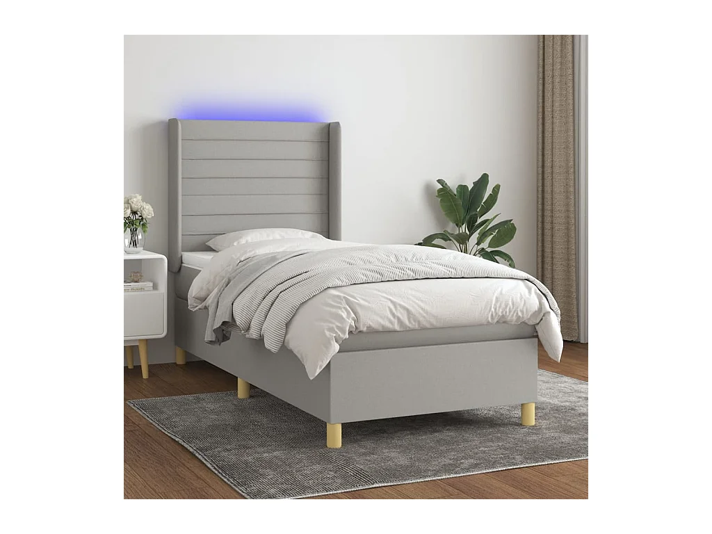 Sommier à lattes de lit matelas LED Gris clair 80x200cm Tissu