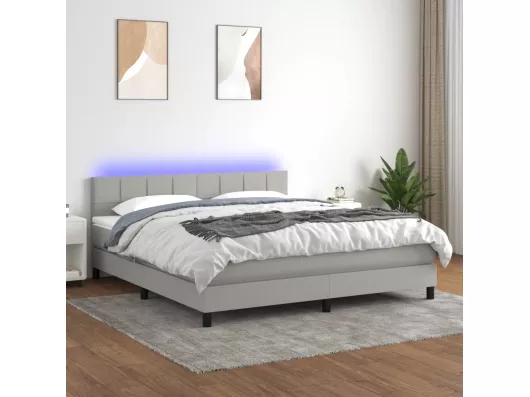 Kauf Unique Boxspringbett mit Matratze & LED Hellgrau 180x200 cm Stoff