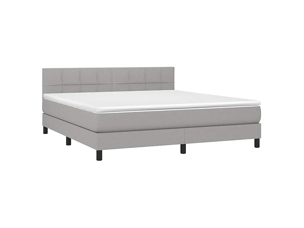 Sommier à lattes de lit et matelas et LED Gris clair 180x200 cm