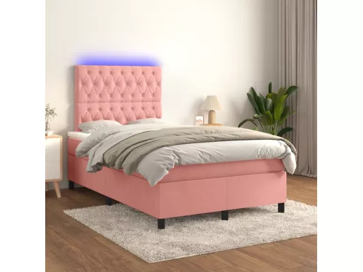 Kauf Unique Boxspringbett mit Matratze & LED Rosa 120x200 cm Samt