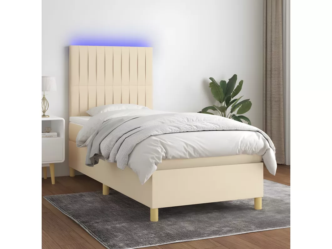 Kauf Unique Boxspringbett mit Matratze & LED Creme 90x190 cm Stoff