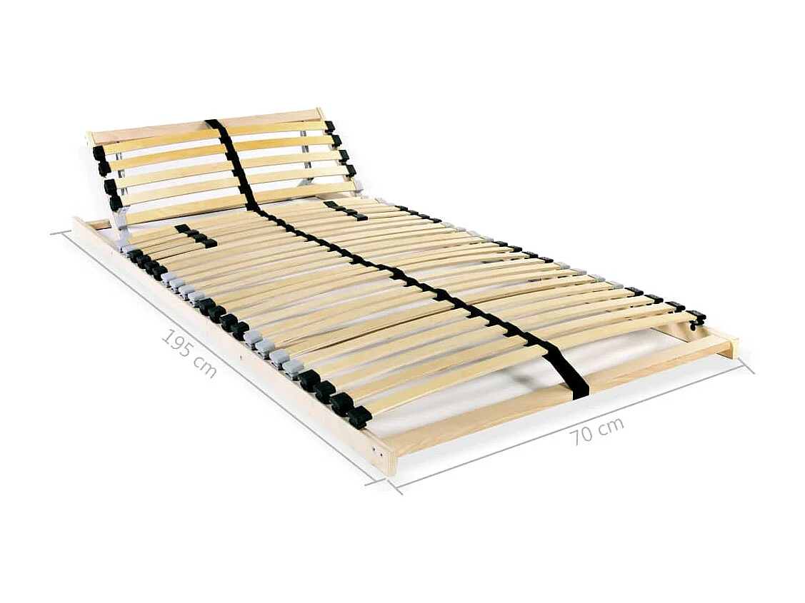 Sommier à lattes sans matelas avec 28 lattes 7 zones 70x200 cm