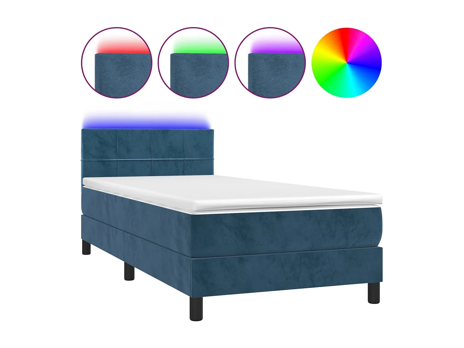 Boxspringbett mit Matratze & LED Dunkelblau 100x200 cm Samt