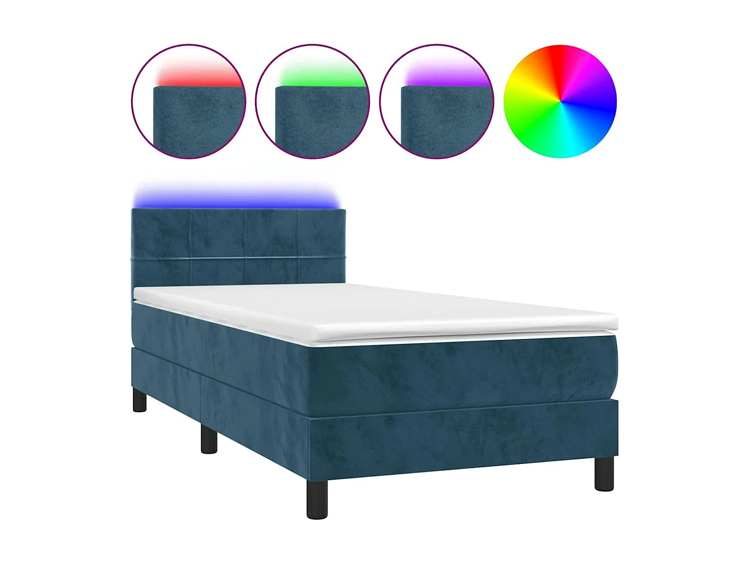 Boxspring met matras en LED fluweel donkerblauw 100x200 cm