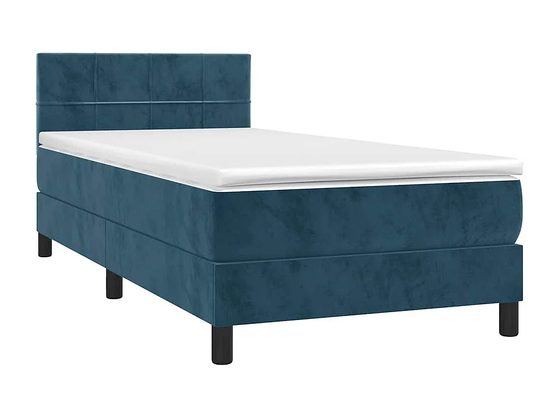 Boxspring met matras en LED fluweel donkerblauw 100x200 cm