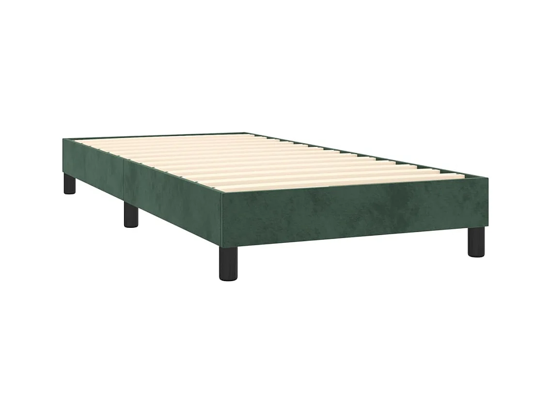 Letto a Molle con Materasso e LED Verde Scuro 100x200cm Velluto