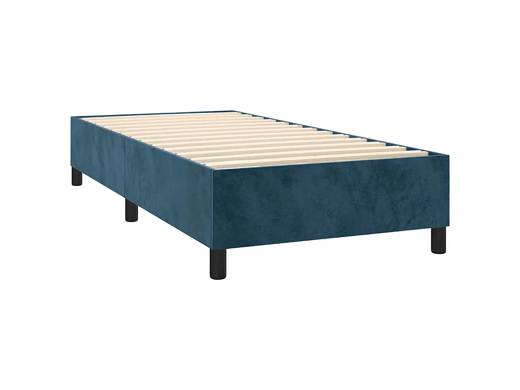 Letto a Molle con Materasso e LED Blu Scuro 80x200cm in Velluto