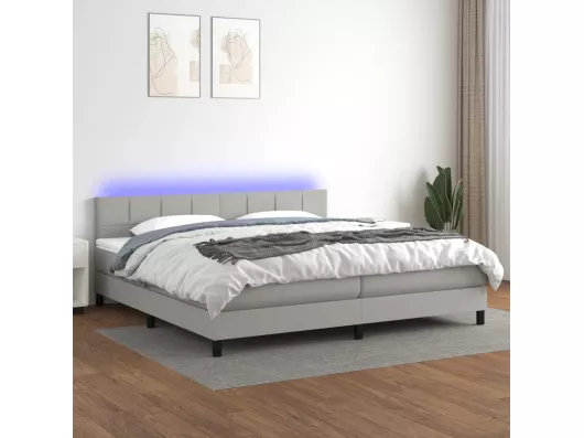 Kauf Unique Boxspringbett mit Matratze & LED Hellgrau 200x200 cm Stoff