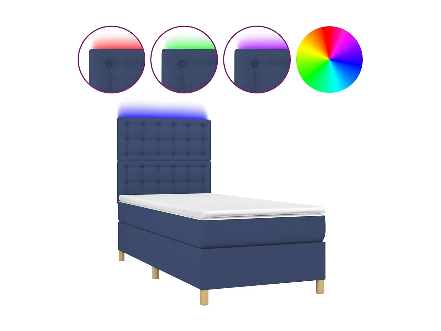 Letto a Molle con Materasso e LED Blu 80x200 cm in Tessuto